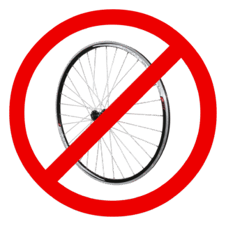 Fietswiel doorgestreept in een rode verboden richting